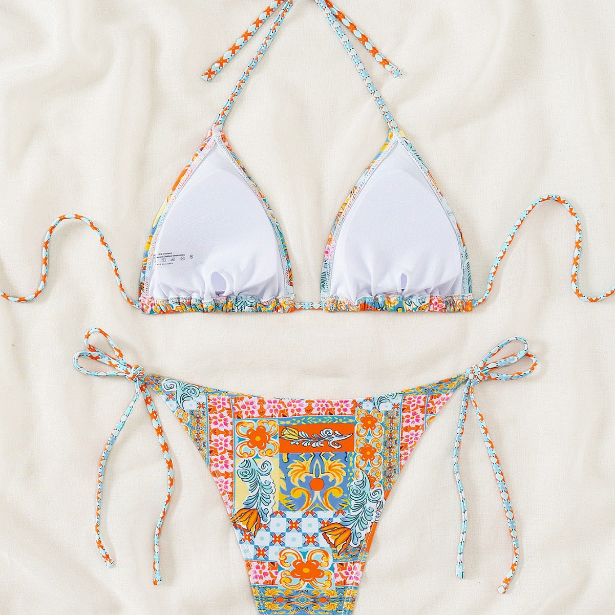 Bikini Triangle Cup Printed Lace up Sexy Bikini Swimsuit Swimwear Women Bella Mia